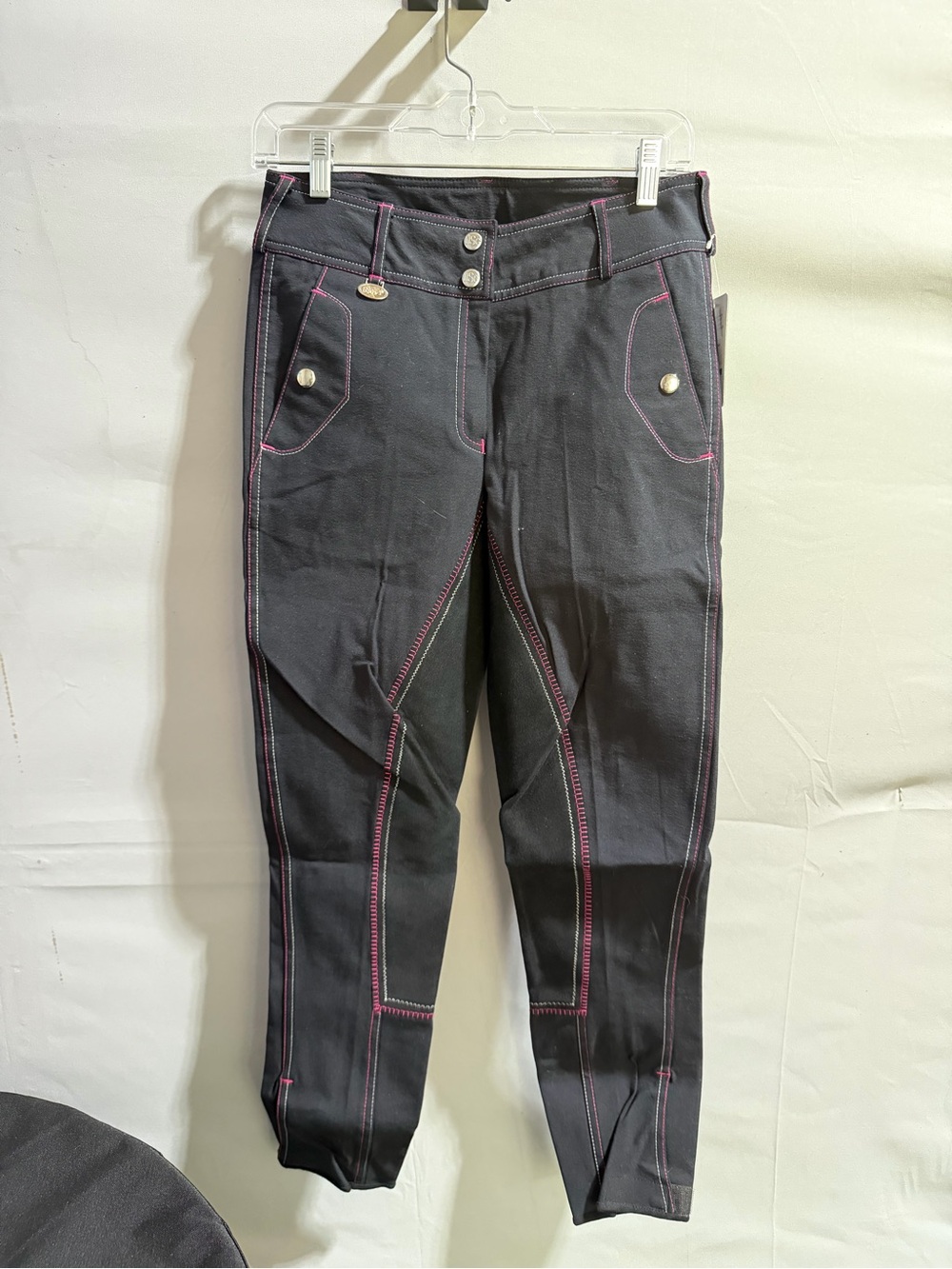 Black Leggings with Pink Contrast Stitching